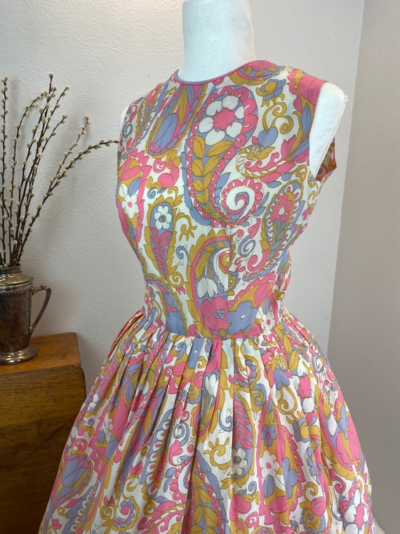 Vintage 1960’s Fit and Flare Dress Psychedelic Fl