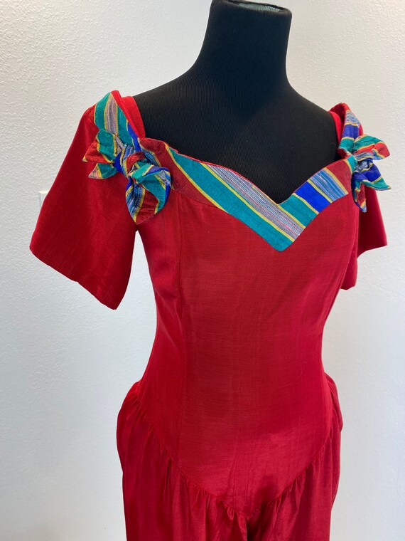 1980s Jumpsuit / 80s Romper / 1980s Christmas - image 3