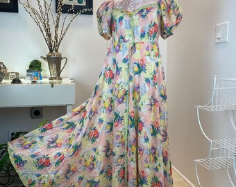 Vintage 1930’s Puff Sleeve Floral Maxi