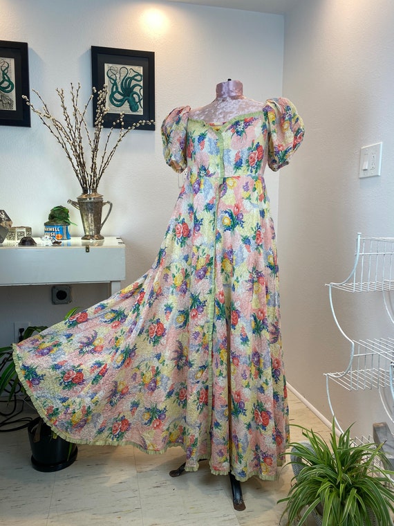 Vintage 1930’s Puff Sleeve Floral Maxi - image 1