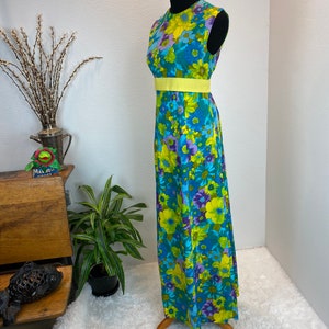 Vintage 1960s dress/ Psychedelic 60s Maxi Dress / floral maxi image 3