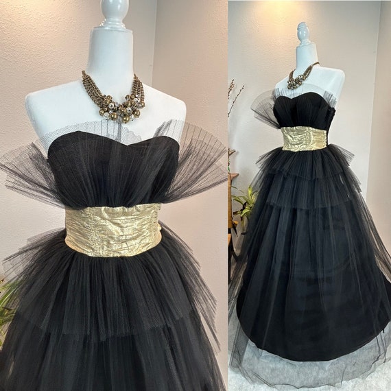 1950s Prom dress / 1950s Party Dress / 1950s Cupc… - image 1