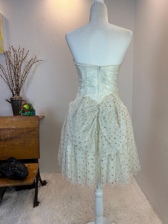 Vintage Alfred Angelo Sequin Dress: 1980s Gold Gl… - image 4