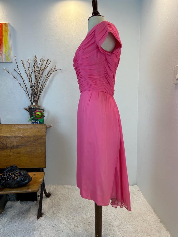 1950s Hot Pink Chiffon Dress, Femme Fashions - image 3