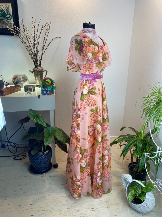 Vintage 1960s dress / 1970s maxi dress/ 70s Flora… - image 7