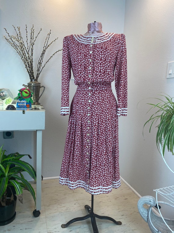 Vintage 1980’s Dress Red Floral - image 9
