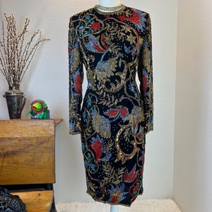 1980s dress / 1980s Silk Sequin dress / 1980s prom / 1980s party dress / 1980s sequin dress / 80s dress / 80s sequin dress / new with tags