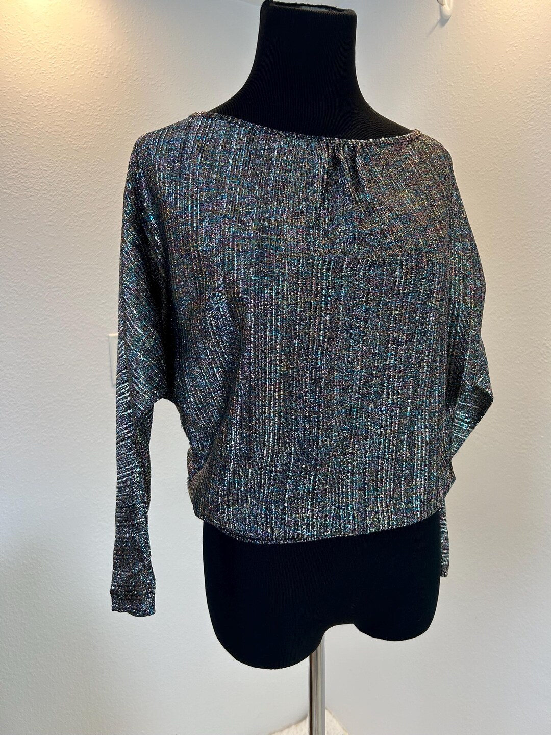 80s Made Blue Split Back Blouse