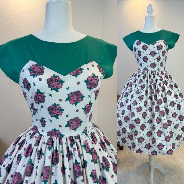 1950s dress / 50s dress / 4H winner from 1952 / 1950s fit and flare / 1950s fit and flare  dress / 1950s fashion / never worn / rare vintage