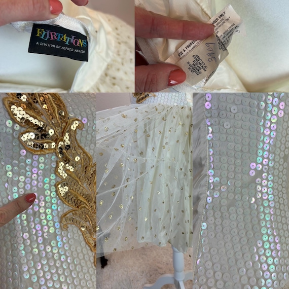 Vintage Alfred Angelo Sequin Dress: 1980s Gold Gl… - image 6