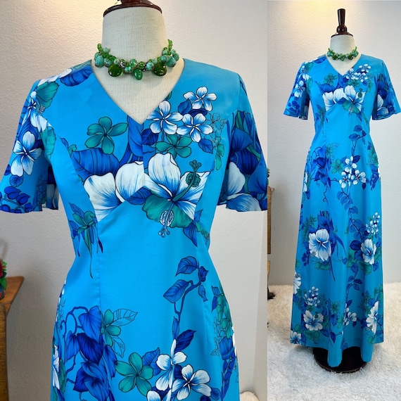 1970s Polynesian Hibiscus Dress /  vintage Hawaii… - image 1