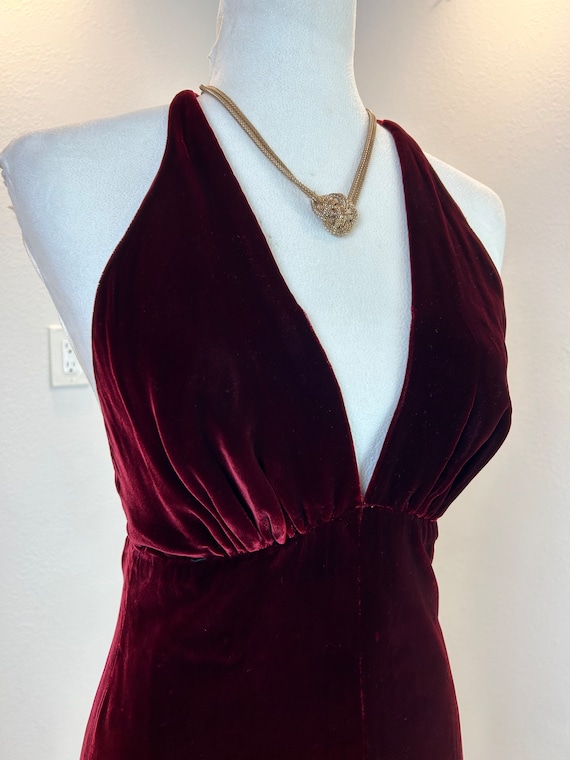 1970s Velvet Wine Dress / 70s velvet maxi/ 1970s … - image 3