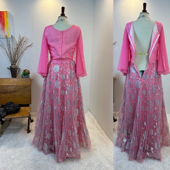 1960s Maxi / 60s maxi dress / 1960 silver maxi dr… - image 6