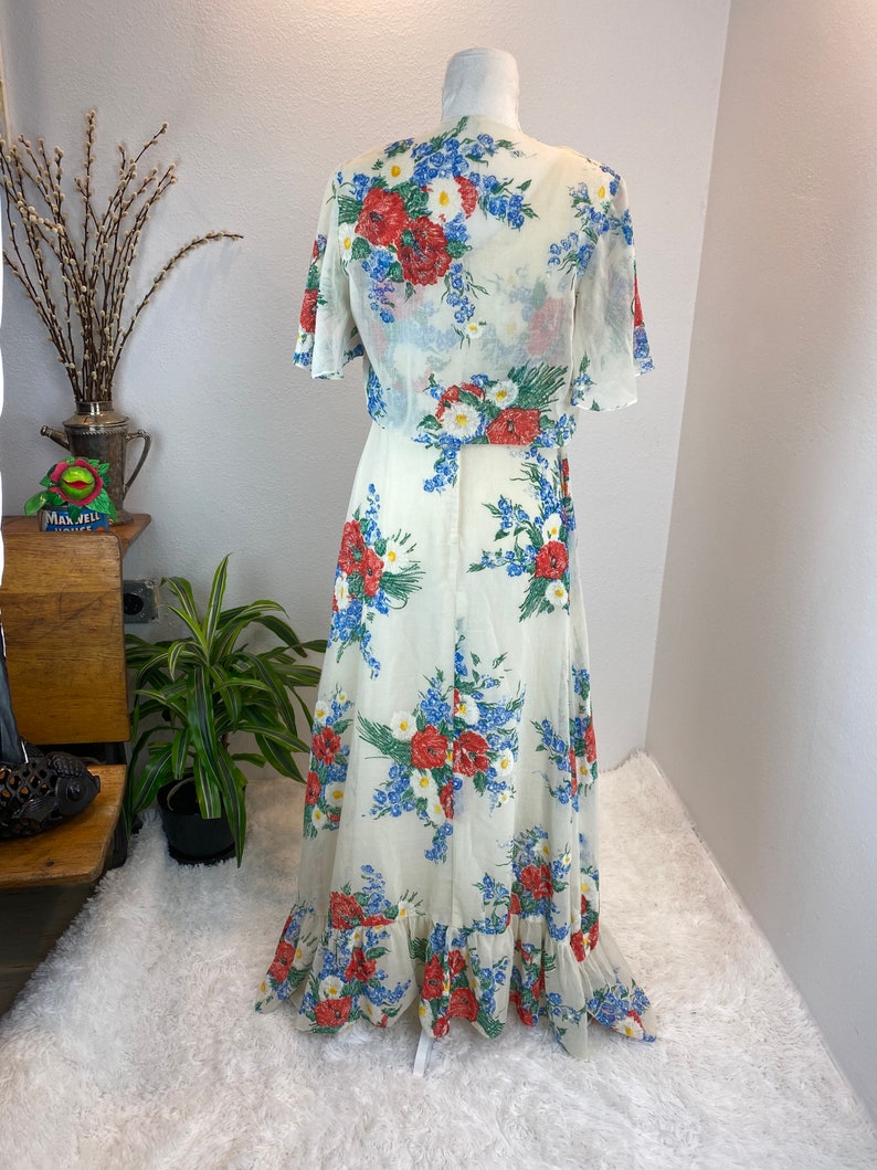 1970s dress / 1970s Floral Maxi and Wrap / 1970s maxi image 7