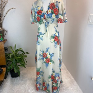 1970s dress / 1970s Floral Maxi and Wrap / 1970s maxi image 4