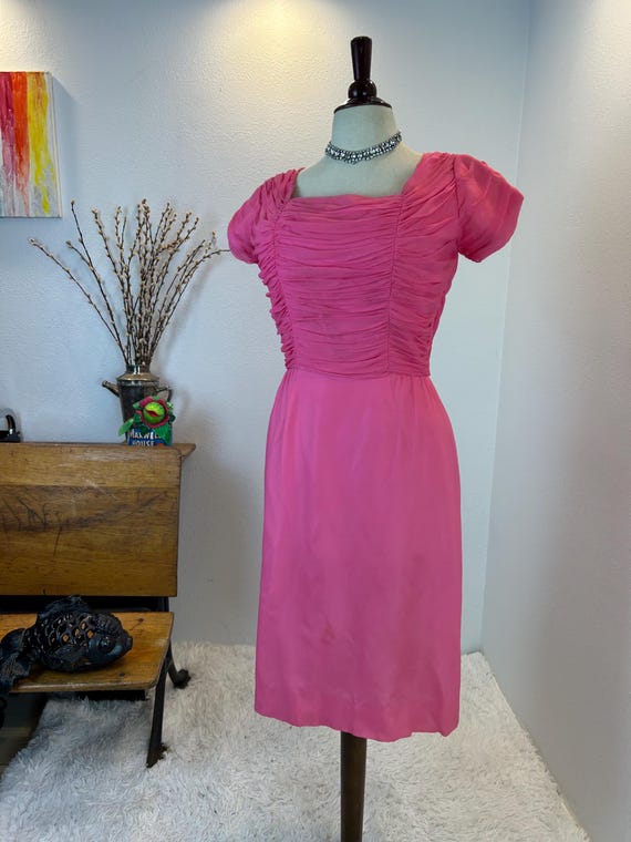 1950s Hot Pink Chiffon Dress, Femme Fashions - image 7