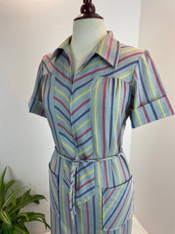 1960s Zip Front Dress / 60s dress / vintage day d… - image 2