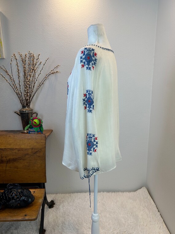 Vintage Embroidered Hungarian Blouse, Folk Floral… - image 5