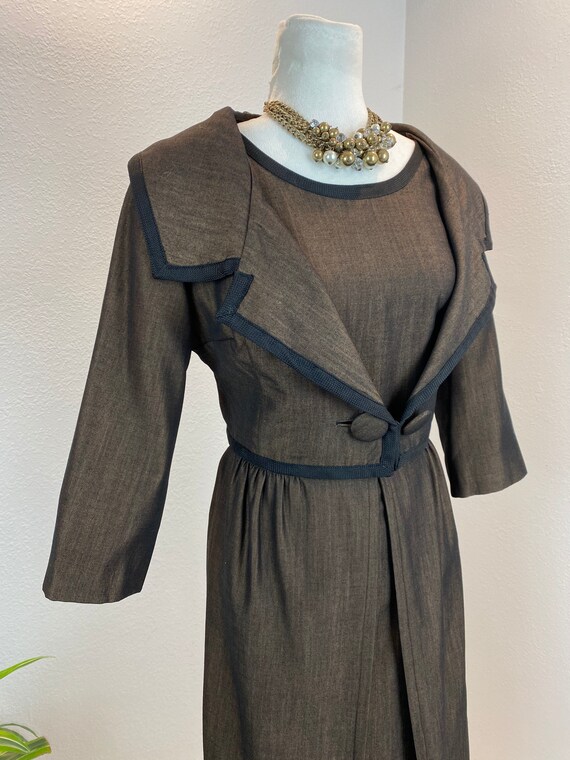 1950s Bronze Autumn Dress and Bolero Set - image 2