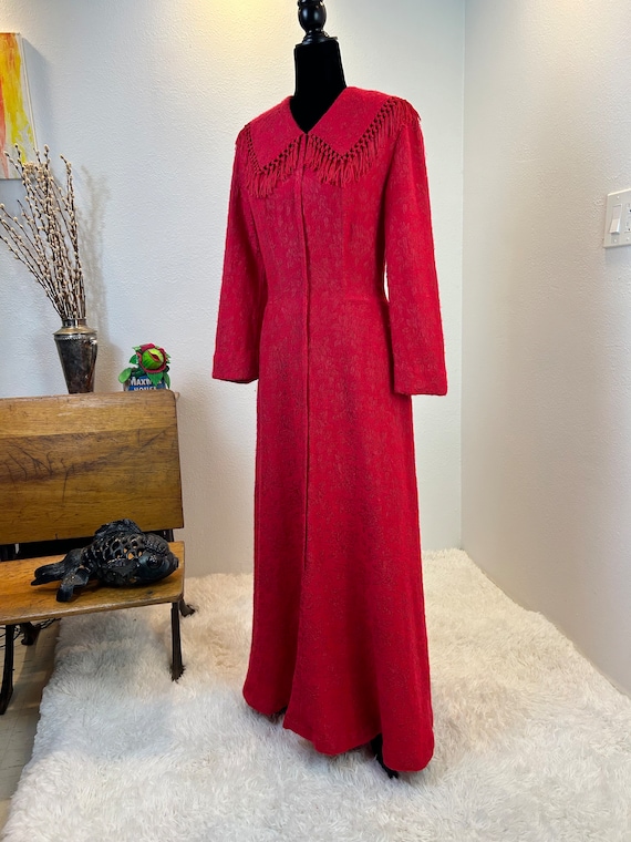 1940s Winter Robe with Fringe / 1940s Robe / 40s … - image 3