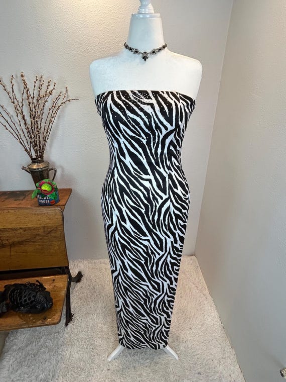 Jessica Mcclintock 90s Gown: Strapless Zebra Print Sequin Party Dress - Etsy Israel Jessica Mcclintock 90s Gown: Strapless Zebra Print Sequin Party Dress - Etsy Israel