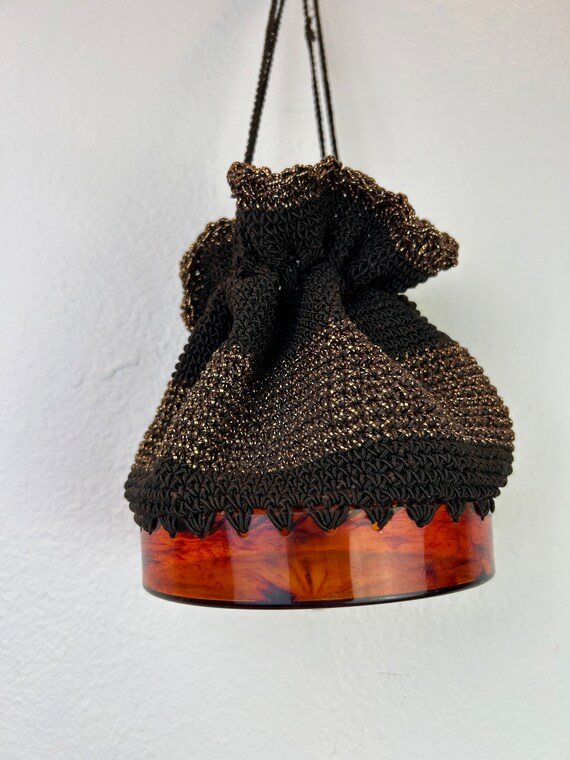 1940s Purse with plastic Marbled bottom / 1940s p… - image 9