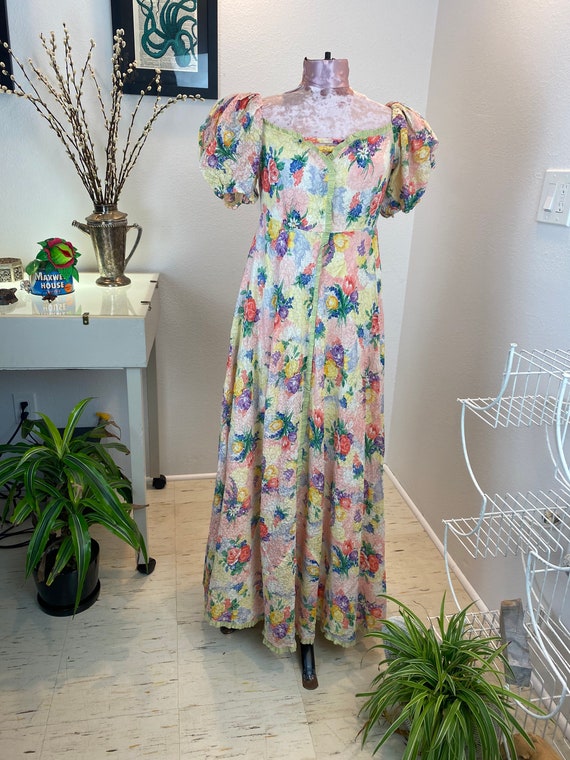 Vintage 1930’s Puff Sleeve Floral Maxi - image 4