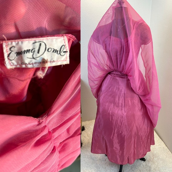 1950s Emma Domb Fushia Party Dress, Ruched Bodice… - image 7