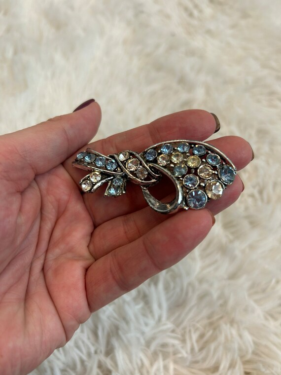 50s rhinestone rooster brooch silver tone main image 1