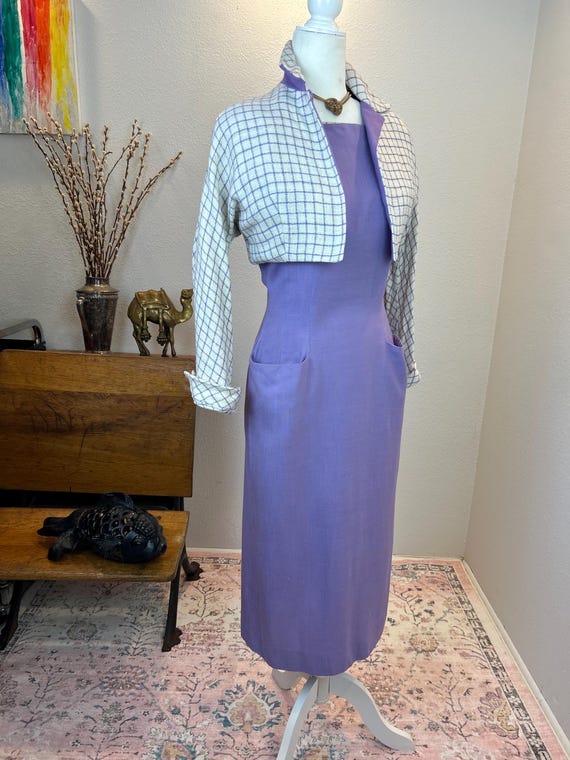 Late 1940s early 1950’s Colorblock Linen Dress an… - image 16