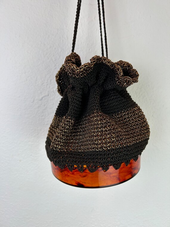 1940s Purse with plastic Marbled bottom / 1940s p… - image 6