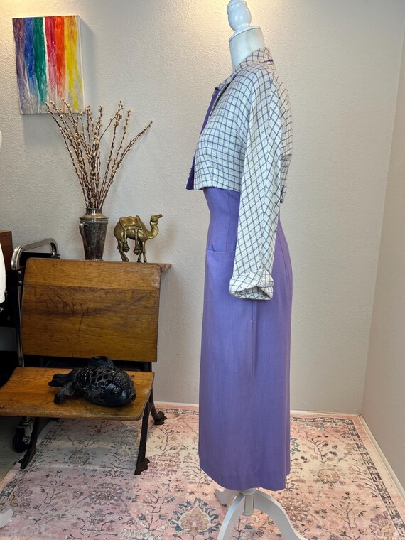 Late 1940s early 1950’s Colorblock Linen Dress an… - image 8