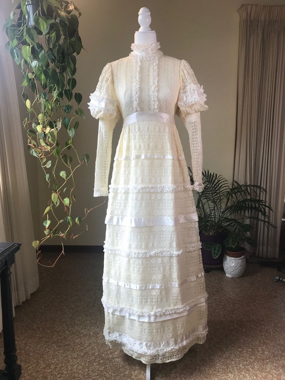 1960s Emma Domb Cream wedding/party dress.