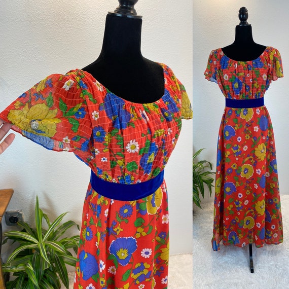 1960s Maxi / 60s Maxi dress / 1960s floral dress - image 1