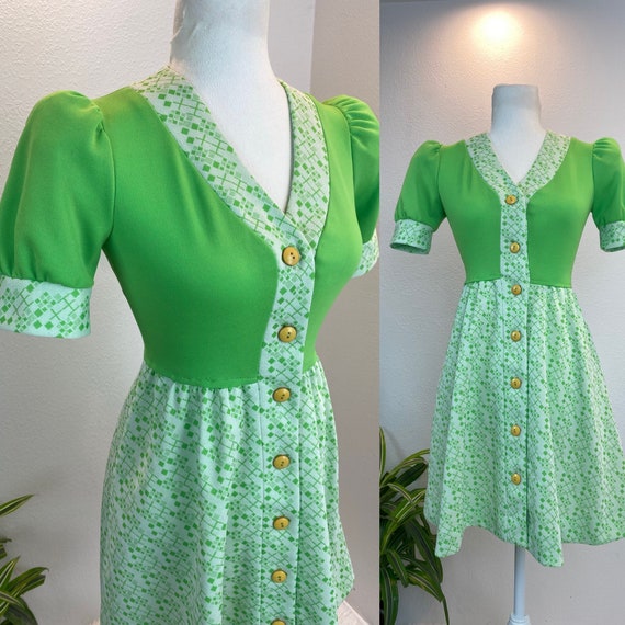 1960s lime green dress / 60s dress / 1960s mod / … - image 2