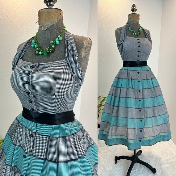 1940s halter dress / 1950s halter dress / 1940s dr