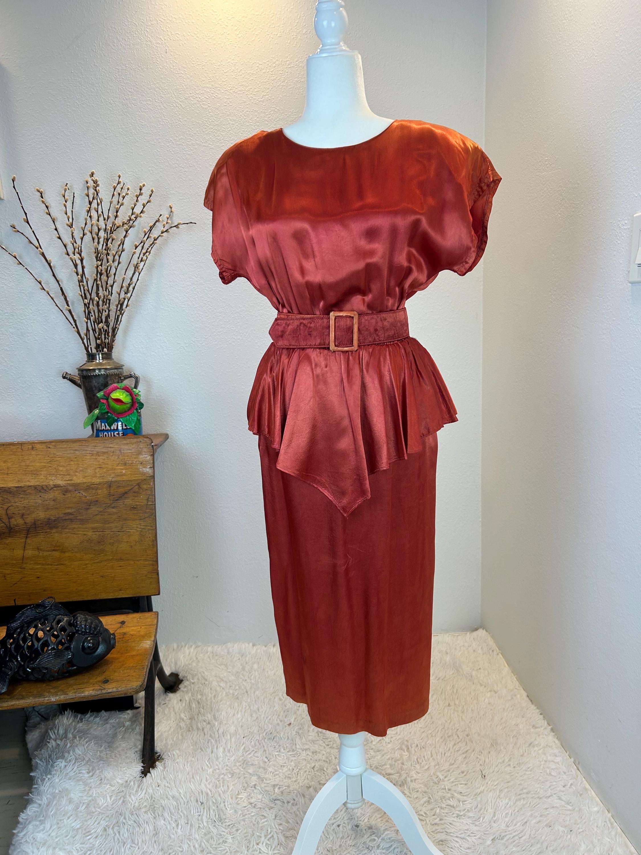 burnt orange peplum dress A-line Long Sleeves Light Burnt Orange Modest Prom Dresses PD018  bridalsew