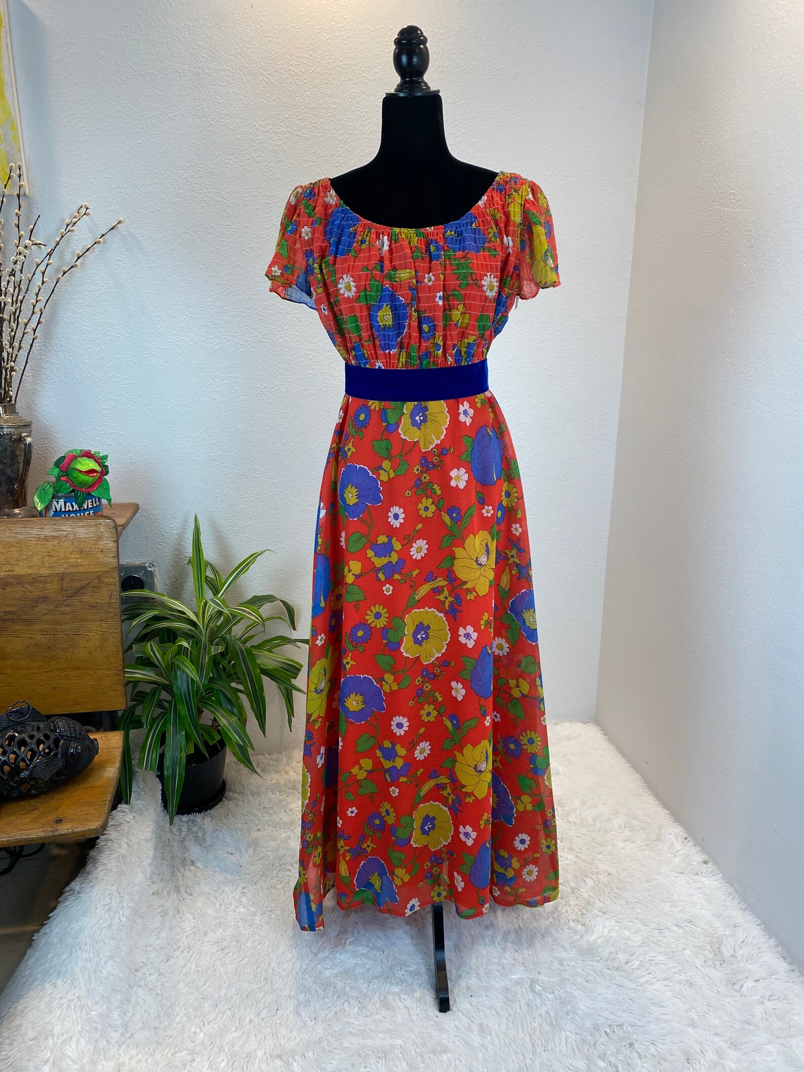 1960s Maxi / 60s Maxi Dress / 1960s Floral Dress - Etsy