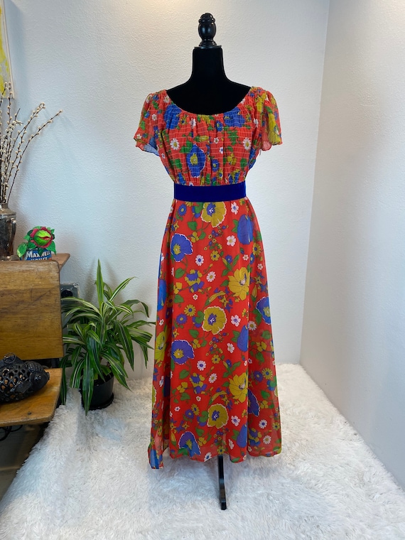 1960s Maxi / 60s Maxi dress / 1960s floral dress - image 9