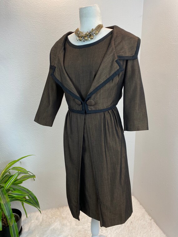 1950s Bronze Autumn Dress and Bolero Set - image 4