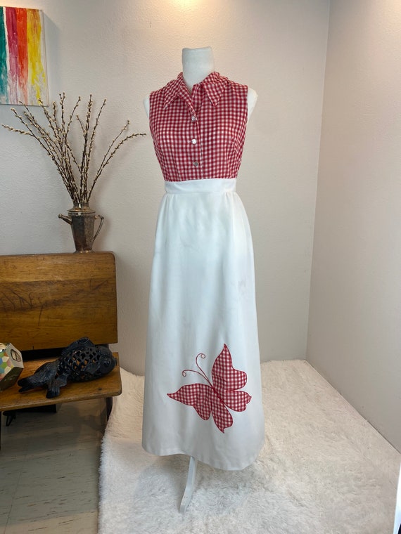 1970’s Dress / 70s Maxi dress / Gingham Butterfly… - image 9