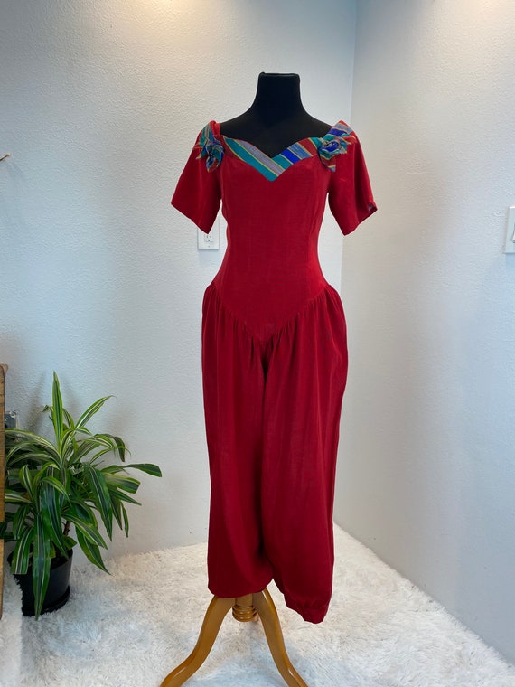 1980s Jumpsuit / 80s Romper / 1980s Christmas - image 8