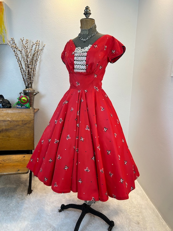 1950s Dress 50s Dress 1950s Fit and Flare Dress Xs Etsy UK