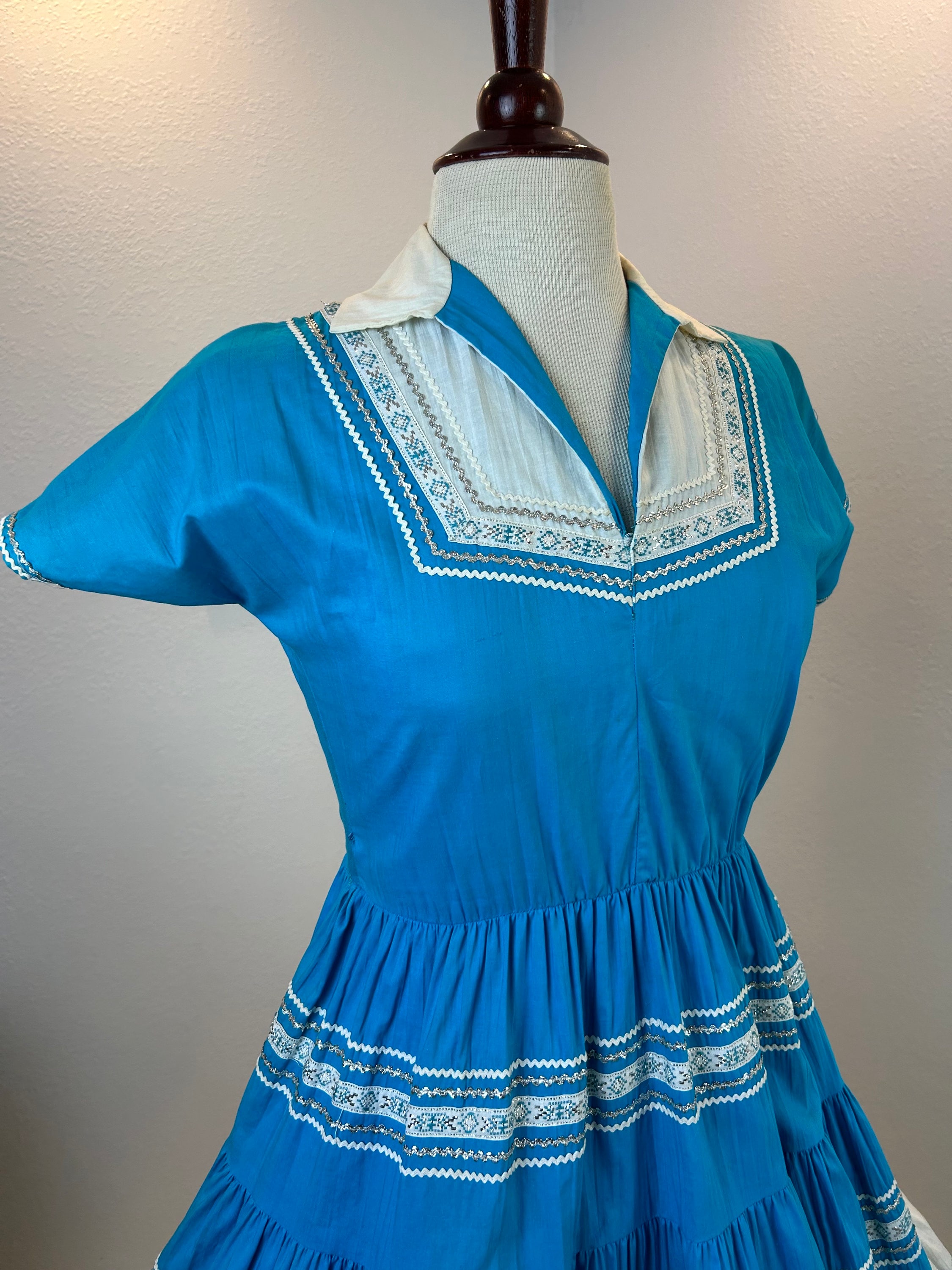 1950s Turquoise Patio Dress, Vintage Western Square Dance Wear