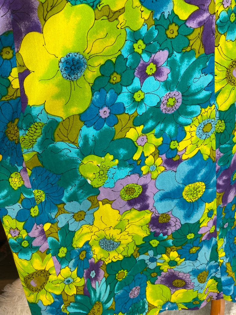 Vintage 1960s dress/ Psychedelic 60s Maxi Dress / floral maxi image 5