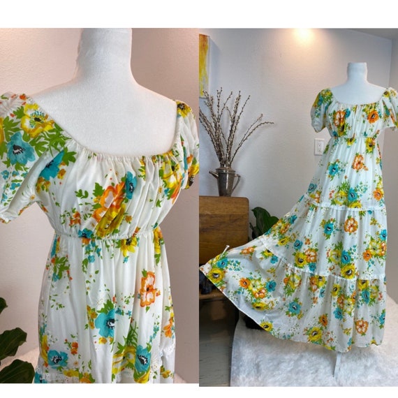 1970’s Vibrant Floral Maxi - image 1