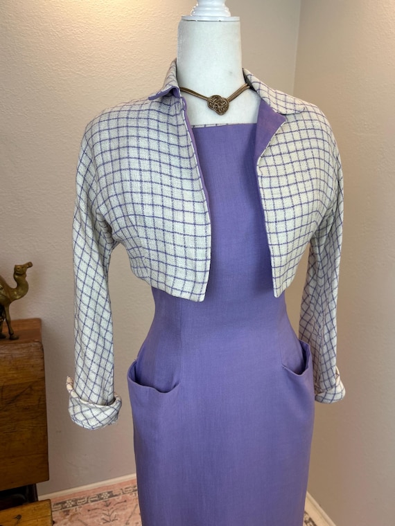 Late 1940s early 1950’s Colorblock Linen Dress an… - image 14