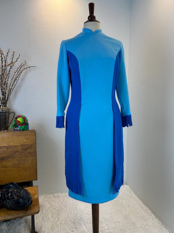 color block blue dress Adrianna Papell Colorblocked Tuxedo Mikado Gown main image 0