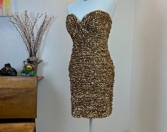Gold Sequin Party Dress - Size 6, Vicky Teal Gold Sequin Party Dress - Size 6, Vicky Teal