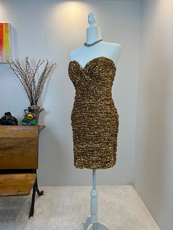 Sequin dress / Gold Sequin Dress  / Vicky Teal  dr